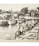 Mattapoisett Massachusetts Postcard 1950s Harbor Boats Artist Card PCBG7D - $27.86 CAD