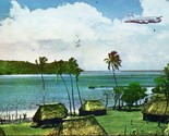 Vtg Chrome Postcard 1949 Typical Fijiian Village - Fiji Pan American Air... - $11.41