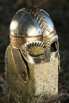 Medieval Viking Norman Chainmail Helmet Solid Steel Brass Fitting Viking helmet - £131.48 GBP