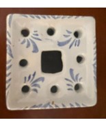 Hand Painted Portugal Leart 51 Flower Frog 1 large square with 12 holes - $14.84