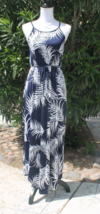 Cherry On Top Maxi Woman Dress Size Small Navy Blue White Palm Print Sleeveless - $16.66