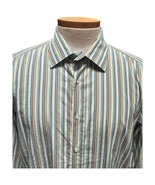 Etro 45 Italy Colorful Striped Men&#39;s Long Sleeve Button Down Shirt Size XL - $19.62