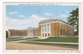 Lincoln Junior High School Rockford Illinois 1947 postcard - £4.44 GBP