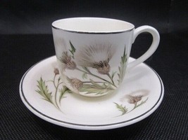 Johnson Brothers Englan coffee cup saucer thistle flower [95J] - $34.65