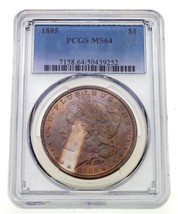 1885 Silver Morgan Dollar Graded by PCGS as MS-64 - $158.40