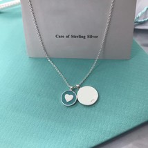 Fashion round necklace and pendant 925 sterling silver enamel designer s... - $38.87