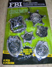 Fake play Police and Sheriff Badges 6 piece Silver plastic Costume Badge - $19.03