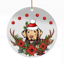 Cute Chesapeake Bay Retriever Dog Deer Anlters Wreath Christmas Ornament Acrylic - £13.41 GBP