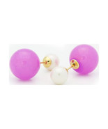 Fronay Faux Purple &amp; White Pearls Double Sided Tribal Earrings - 925 Ste... - $65.55 CAD
