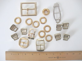 Lot of 20 Pieces Vintage Gold Tone Metal Buckles and Accessories for Cra... - $17.99