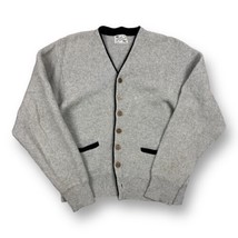 Vintage 60s Gray Cardigan Sweater Men’s XL USA Made Hipster Casual Button Up 70s - £23.86 GBP