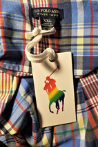 US Polo Assn. Dress w/Tie Sz.XXL 100%Cotton Button Down Multicolor Plaid - £39.94 GBP