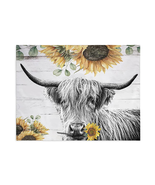 NEW Floral Highland Cow w/ Sunflowers Decorative Wall Tapestry 40 x 60 i... - $19.07 CAD
