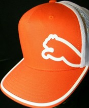 Puma White mesh Orange big cat logo snapback Dad Trucker hat cap w/tags - $39.95