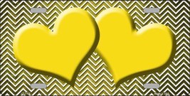 Yellow White Small Chevron Hearts Print Oil Rubbed Metal Novelty License... - $18.95