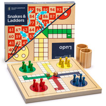 2-in-1 Reversible Wooden Snakes and Ladders, Ludo Game Set - 11.3&quot; - £47.95 GBP
