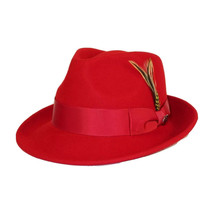 Men BENTLY HEADWEAR Hat Australian Wool Pinch Front Fedora HUDSON HU426 Red image 3