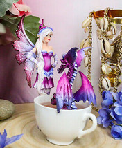 Amy Brown Angry Fairy With Purple Dragon Pet Tea Cup Statue Wake Up Dragon Fairy - £43.94 GBP