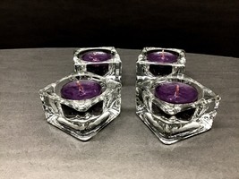 Gold Canyon Heavy Clear Crystal Square Votive Tealight Candle Holders 4 ... - £15.59 GBP
