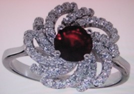925 Sterling Silver Ring Sz. 8 with Red Ruby&#39;s and Sparkling Moissanites Sz. 8 - £22.94 GBP