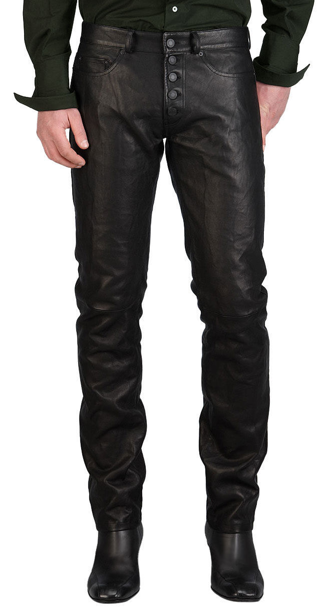 100% New Genuine Sheep Napa Leather Men's Designer Biker Pant #GD-41 - $151.05