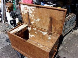 Large Carpenter&#39;s Tool Chest Trunk storage solid wood  Vintage  1800&#39;s - £273.09 GBP
