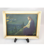 Jesus On Mount of Olives Giovanni Lithograph Christ Framed 19x15&quot; Vintag... - $148.49
