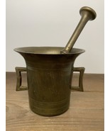 Antique Brass Mortar &amp; Pestle 19th C. Apothecary Druggist Muddling Herbs... - $161.23 CAD