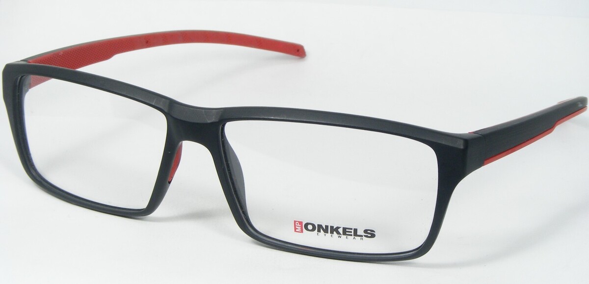 Neuf ONKELS ONK4402 Coleur. 2 Noir Mat/Rouge Lunettes Monture 55-13-130mm - $95.99