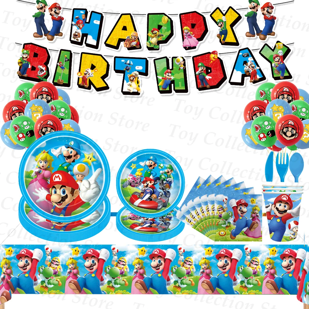 Super Marioed Bros Children&#39;s Birthday Party Decoration Boy Girl Party Accessory - £6.77 GBP+