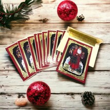 Vtg Lot 10 Christmas Cards Father Christmas Old World Santa Gold Lined Envelopes - £8.88 GBP