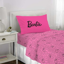 Barbie Kids Twin Sheet Set, Pink, Microfiber Barbie Sheets Girls Bedroom Decor - £30.82 GBP