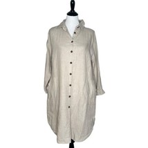 Nomad The Label Shirt Dress 100% Linen Lagenlook Minimalist Women&#39;s Size... - $64.35
