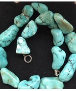 Turquoise Nugget 17&quot; Necklace Silver Clasp - £19.98 GBP