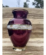 Purple Polished Brass Mother of Pearl Adult Cremation Urn Ashes - $99.99