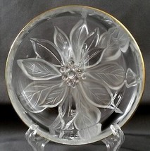 Studio Nova Poinsettia Candy Nut Dish Raised Frosted  5in Clear Glass Gold Trim - £13.76 GBP