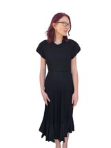 Vintage 50s Black Party Dress Flounce Ruffle AS IS 32 Bust 26 Waist - £26.55 GBP