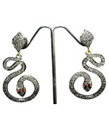 Victorian 3.50ct Rose Cut Diamond Ruby Snake Wedding Earrings - £379.94 GBP