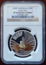 2009P Australia Silver 50 Cent Colorized Lion Fish NGC PF 69 Ultra Cameo! - $399.99