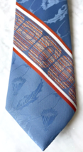 Story Cravats Men&#39;s Neck Tie Vintage 60s Wide Textured Blue Orange Tan W... - $18.95