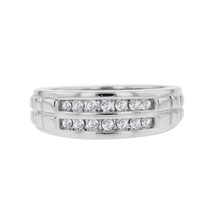 0.65CT Rund Diamant Zweireihig Ehering Herren Ring 14K Weiß Vergoldet - $120.39