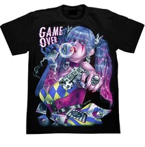 Punk Girl T-Shirt - Game Over Art, Gothic Harajuku Style, Glow in the Dark - £24.55 GBP