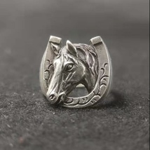 925 Silver Plated Horse Ring for Men Women,Punk Hip Hop Ring - $11.99