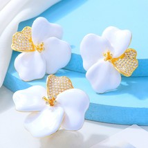 Missvikki 40MM Begonia Flowers Design Earrings Ring Fashion Popular Iregular Geo - £64.23 GBP