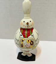Christmas Chef Snowman Wooden Hand Painted Decoration Figurine 5.25 inch - £12.23 GBP