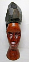 10&quot; African Woman Bust Head Wood Carving  Sculpture Wooden Carved - Heavy! - $16.73