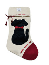 Dog Silhouette Canvas Stocking Christmas Fireplace Mantel Decoration 17 Inch - $39.48