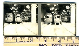 Trolley Cars in Trolley Barn Stereoview 1930&#39;s 10 Holliday &amp; W High Scho... - $84.06