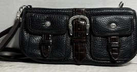 Brighton Crossbody Bag Wallet Organizer Black Brown Leather Croc Embossed - £31.25 GBP