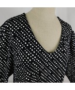 Chico&#39;s Women Black White Random Dots Vee Neck 3/4 Slv Top Blouse Sz 3 XL - $44.99